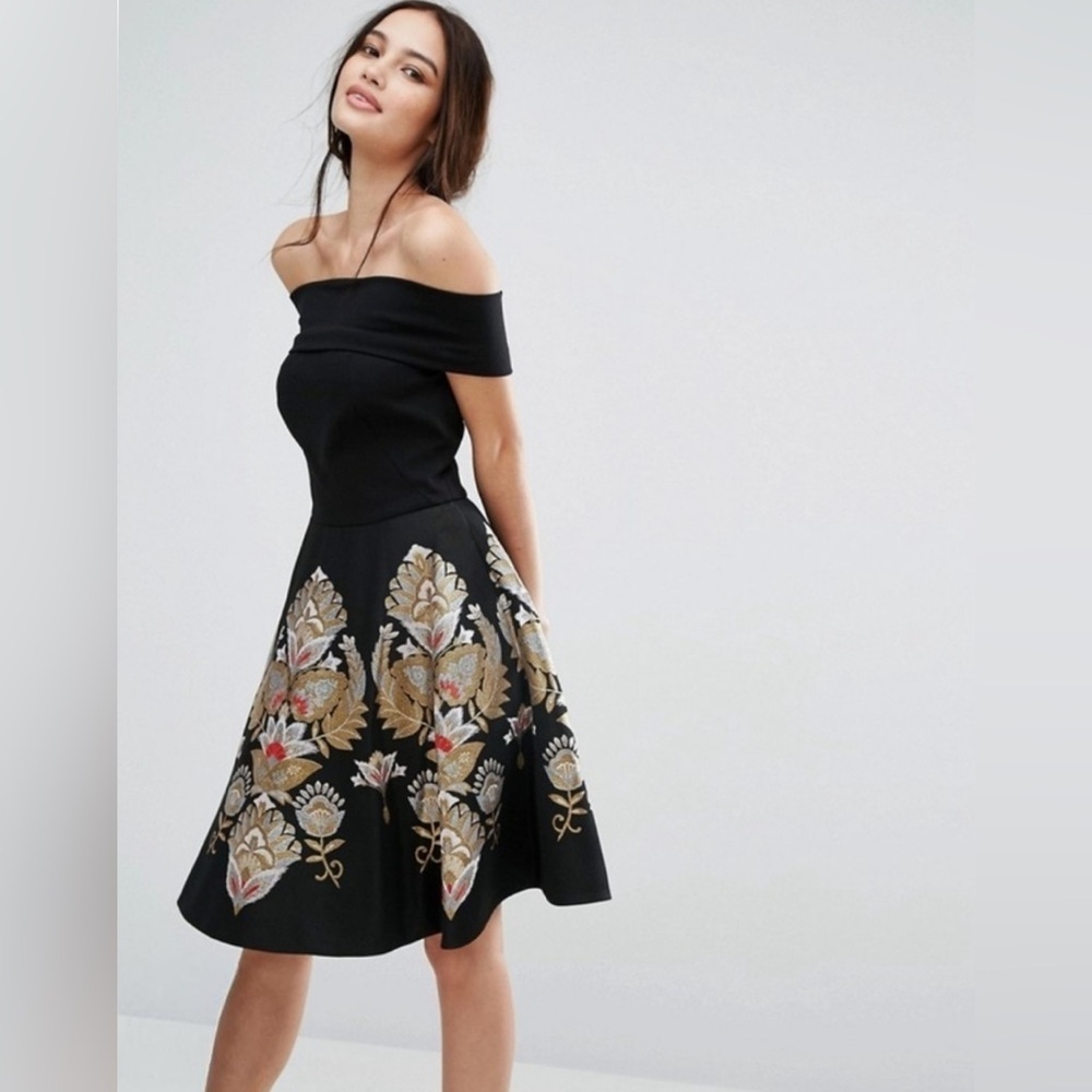Ted Baker Airlo Jacquard Bardot Dress | Worn Once EUC US 4